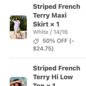 Ashley Stewart White Striped French Terry Maxi Skirt